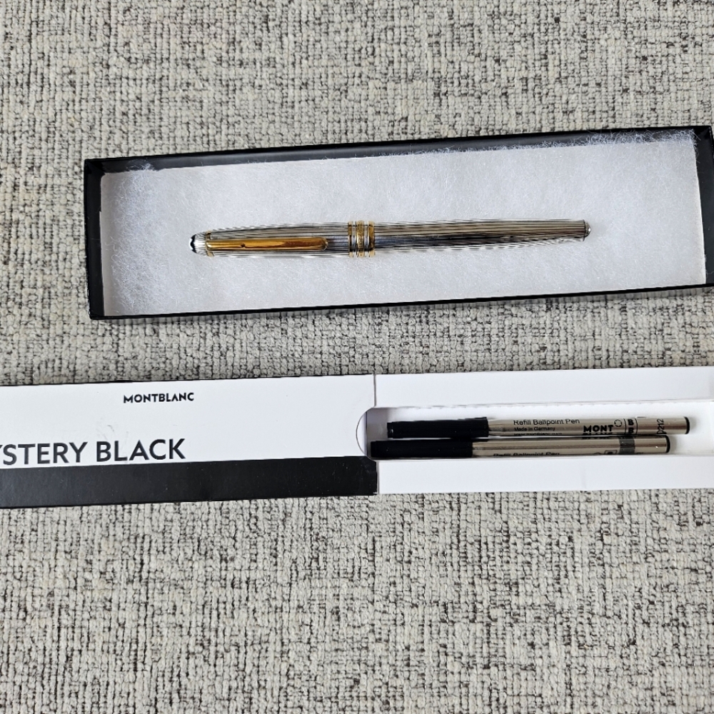 Montblanc Meisterstück Solitaire Sterling Silver Rollerball Pen + 2 New Refills